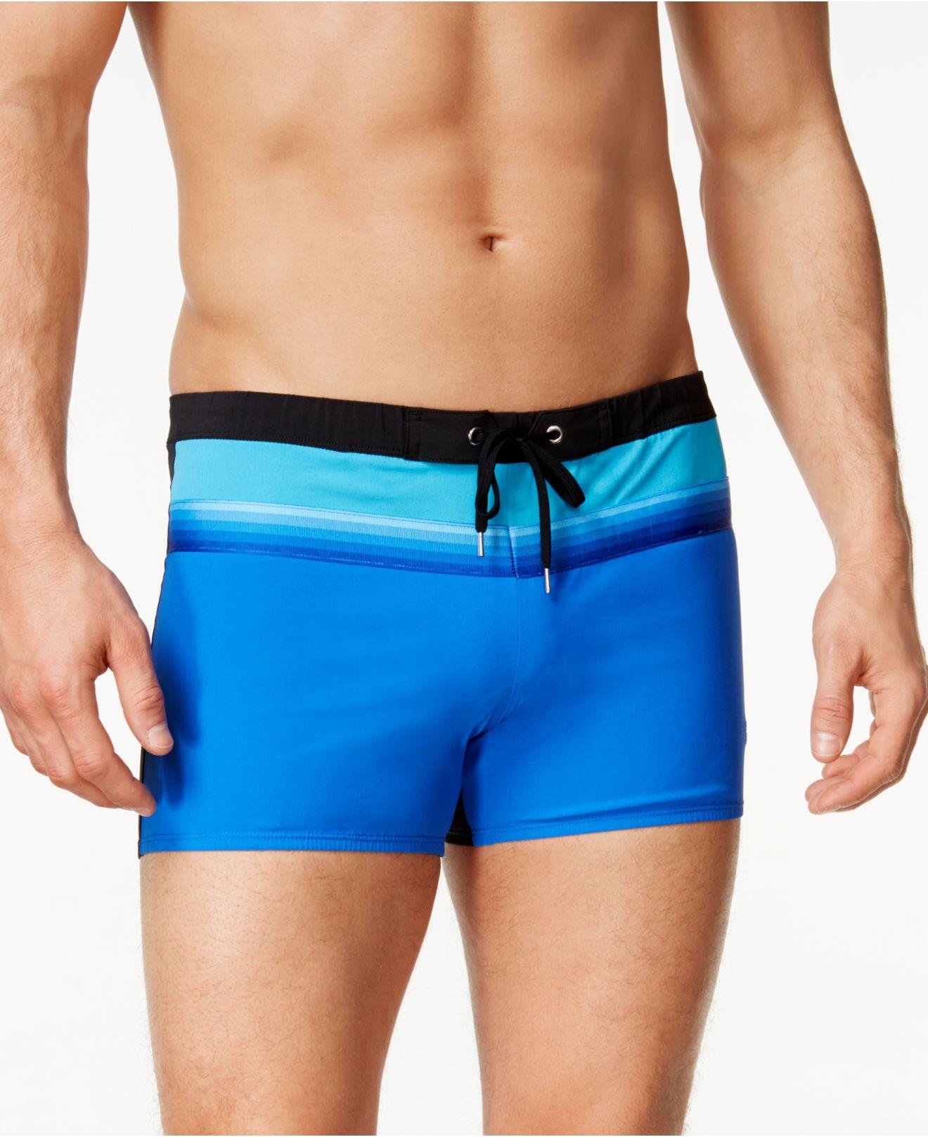 speedo-men-s-colorblocked-square-leg-swim-trunks-in-blue-for-men-lyst